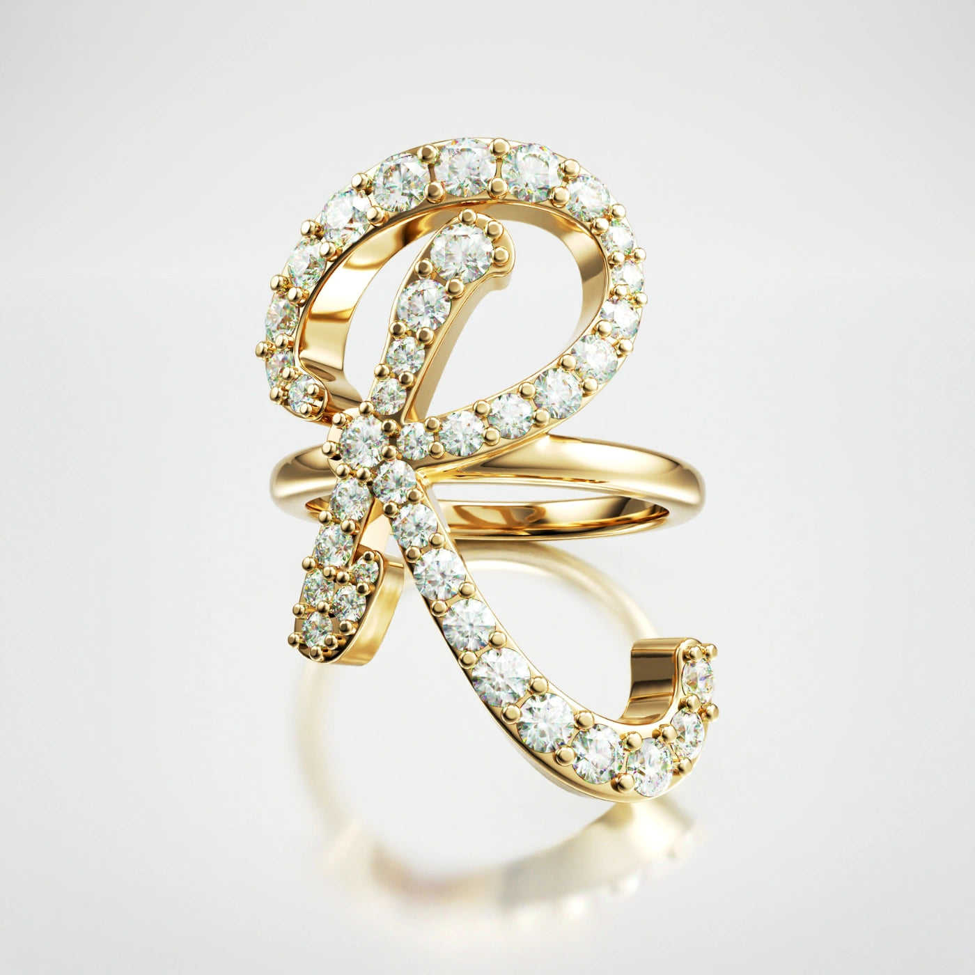 r initial ring diamond letter ring