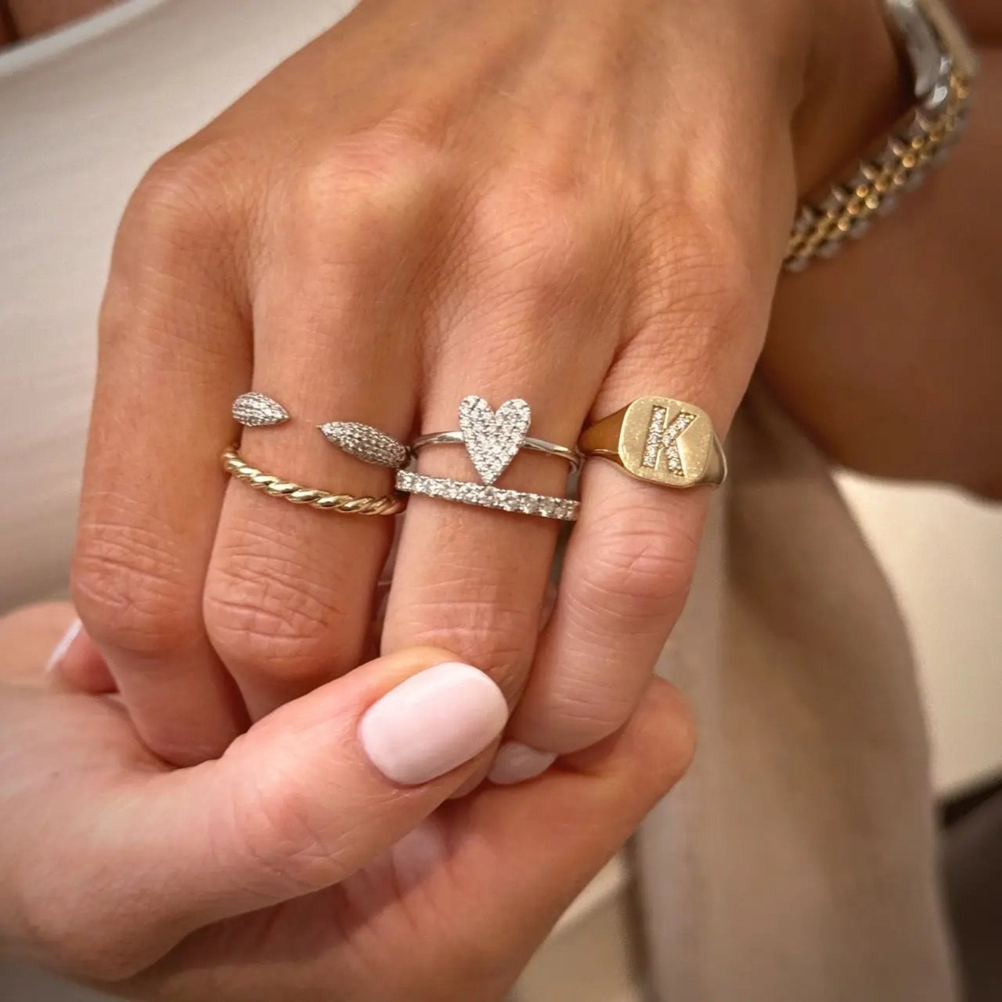 14k solid gold rope ring