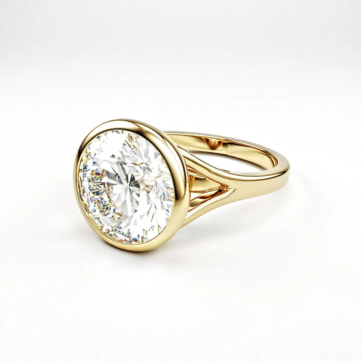 round diamond ring handmade in 14k gold