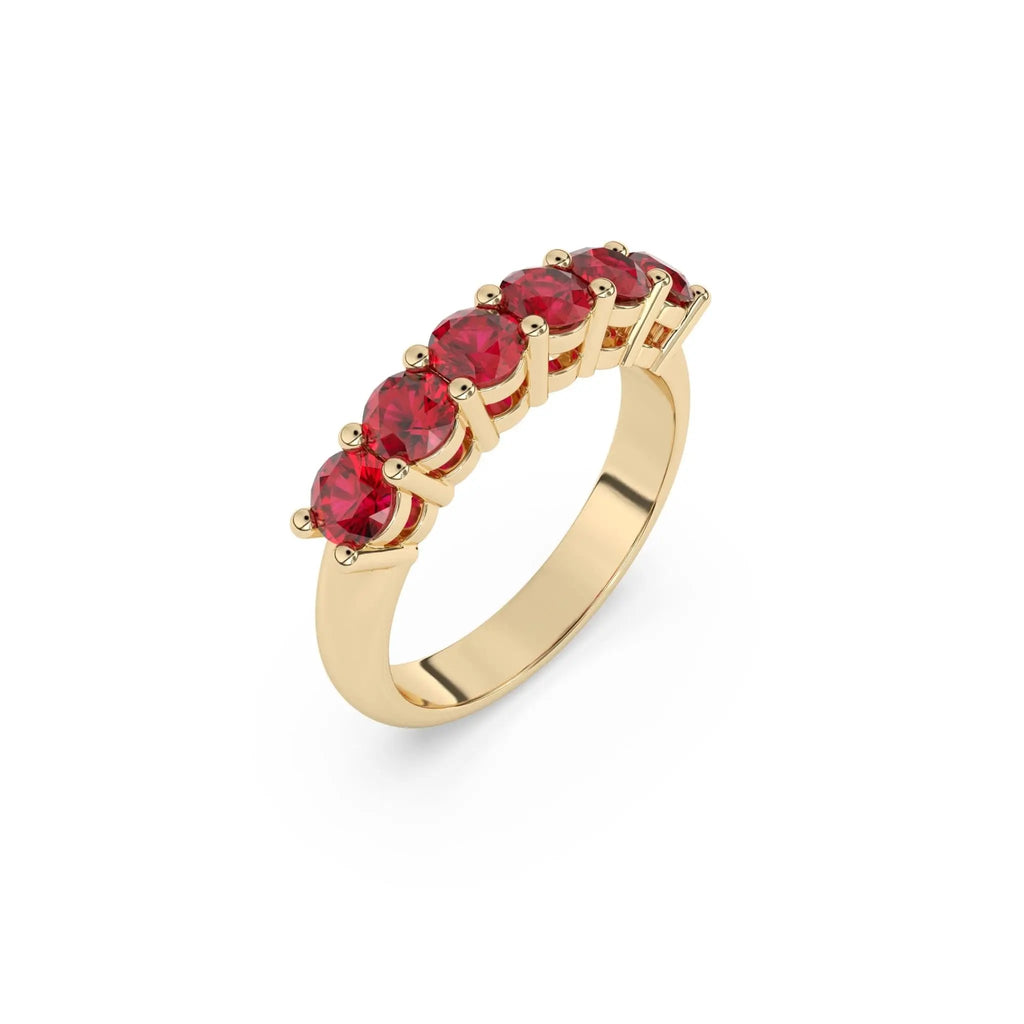 six stone ring handmade with rubies set in 14k solid gold