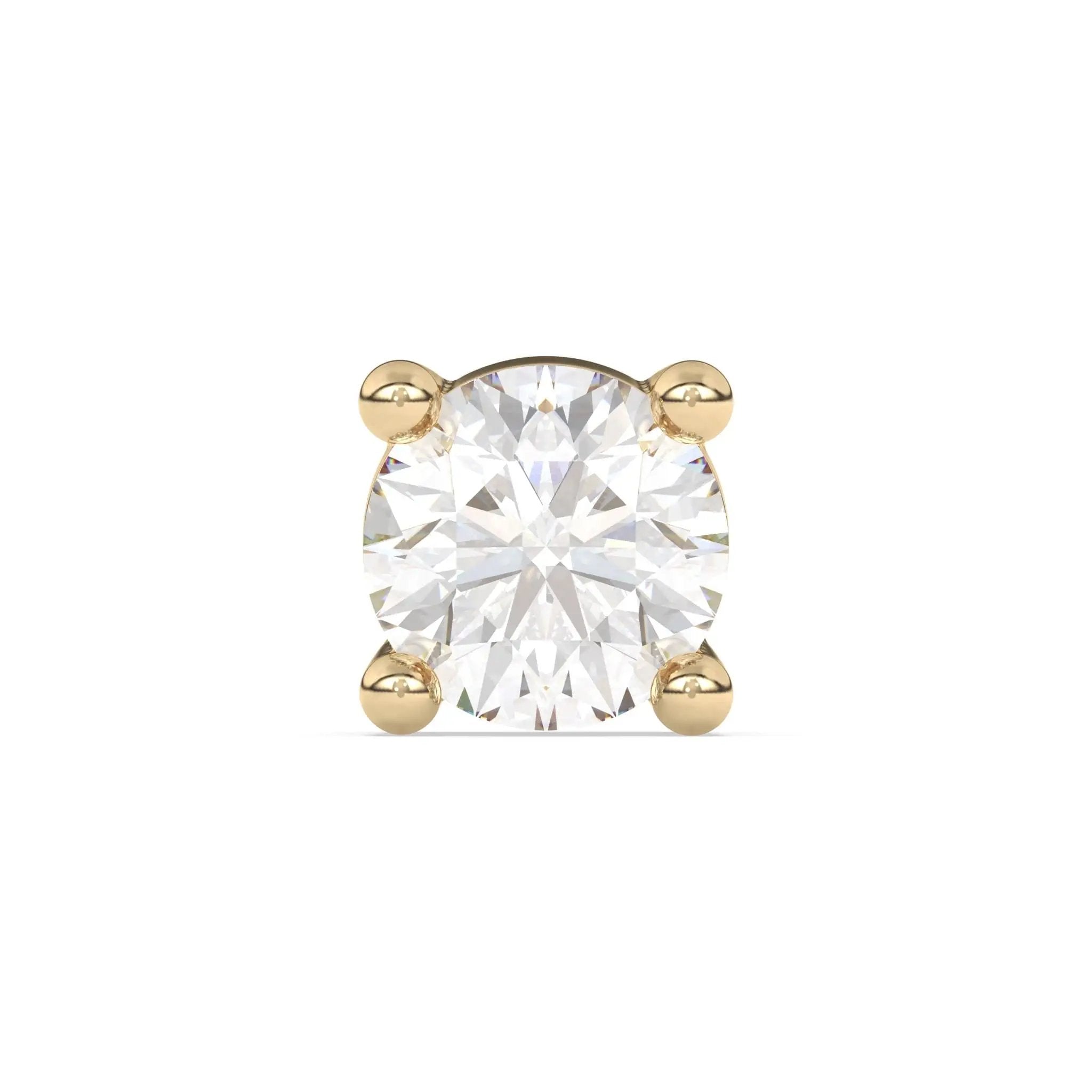 diamond stud earring handmade with and set in 14k solid gold