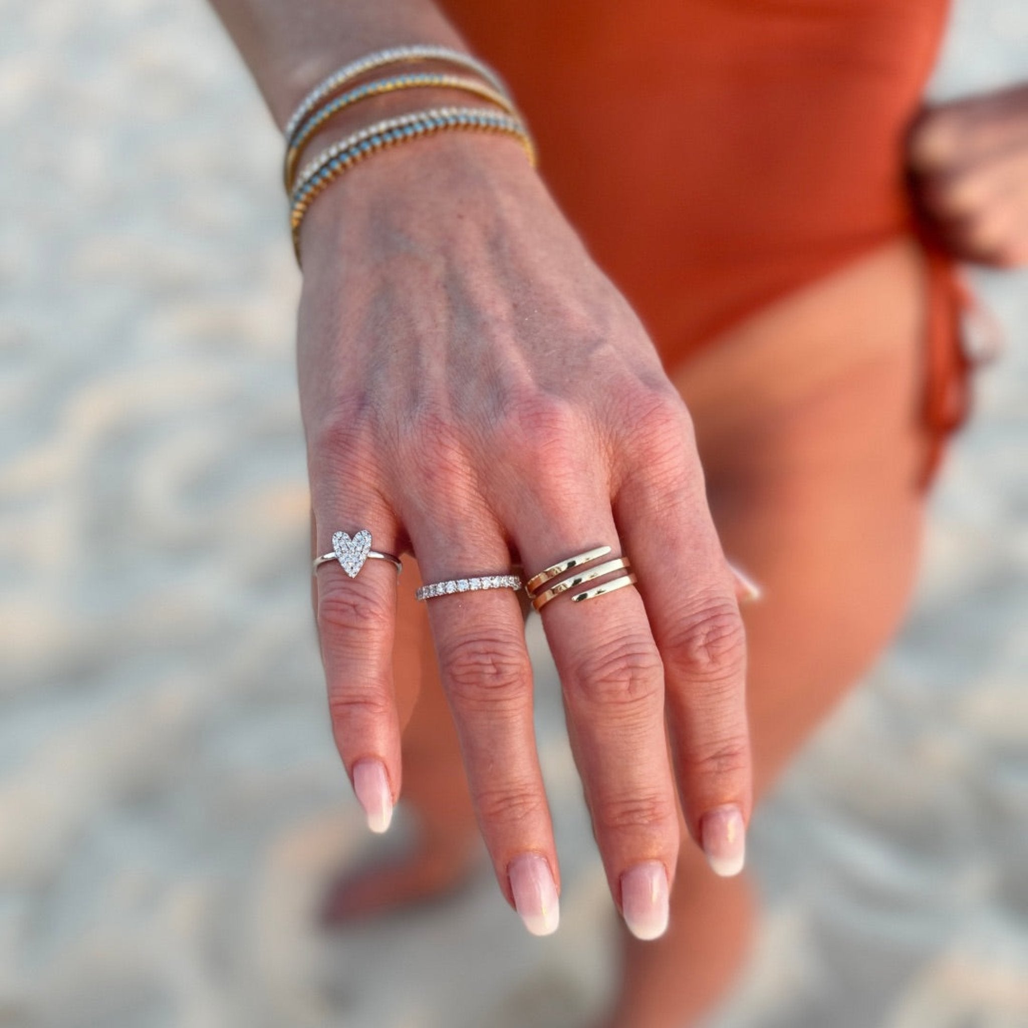 white gold diamond eternity band set in 18k gold