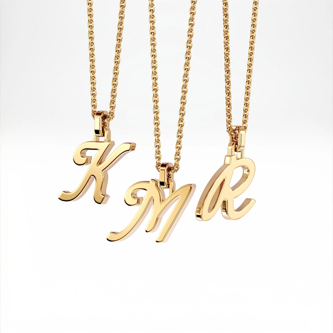 solid gold letter necklace in yellow gold