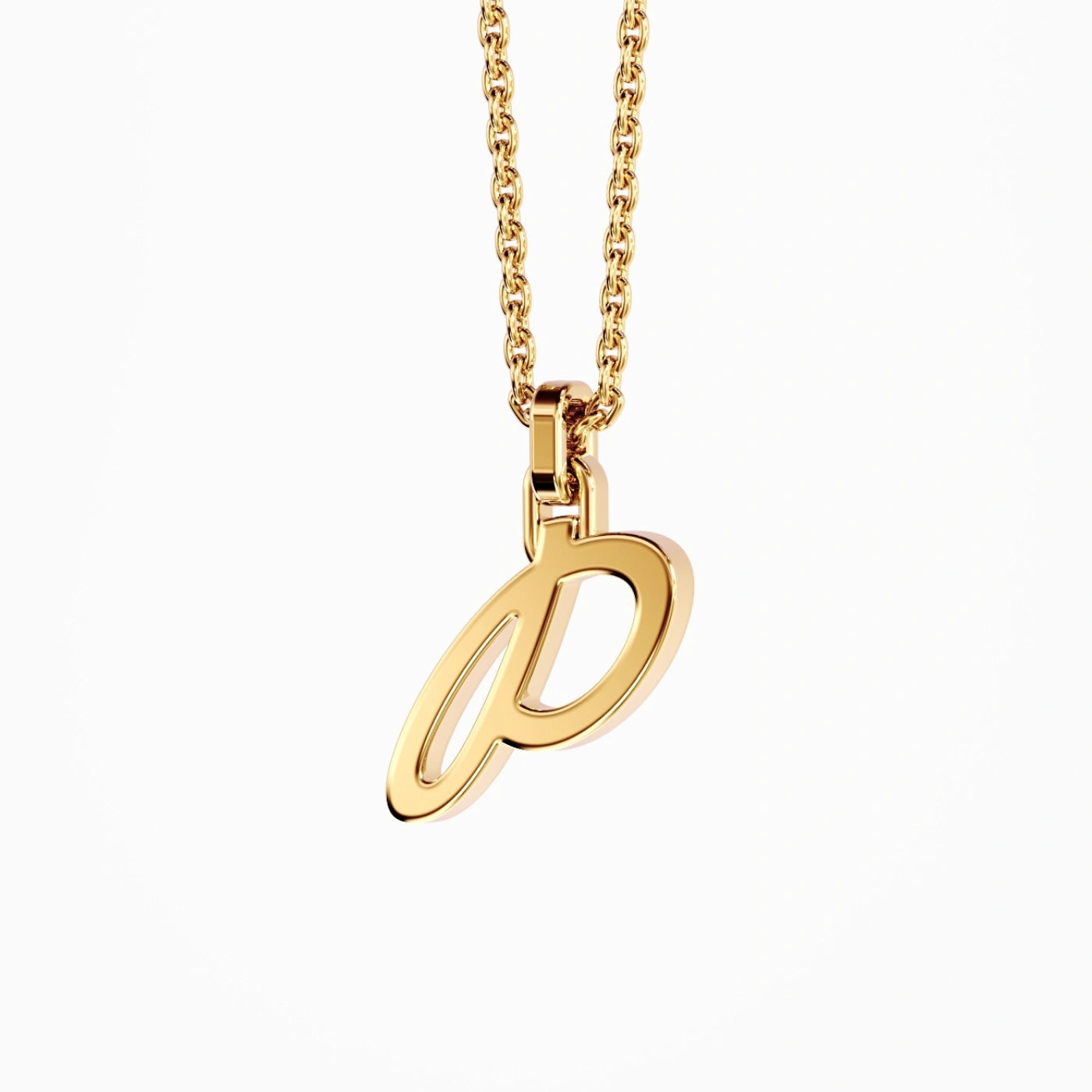 solid gold letter necklace in yellow gold