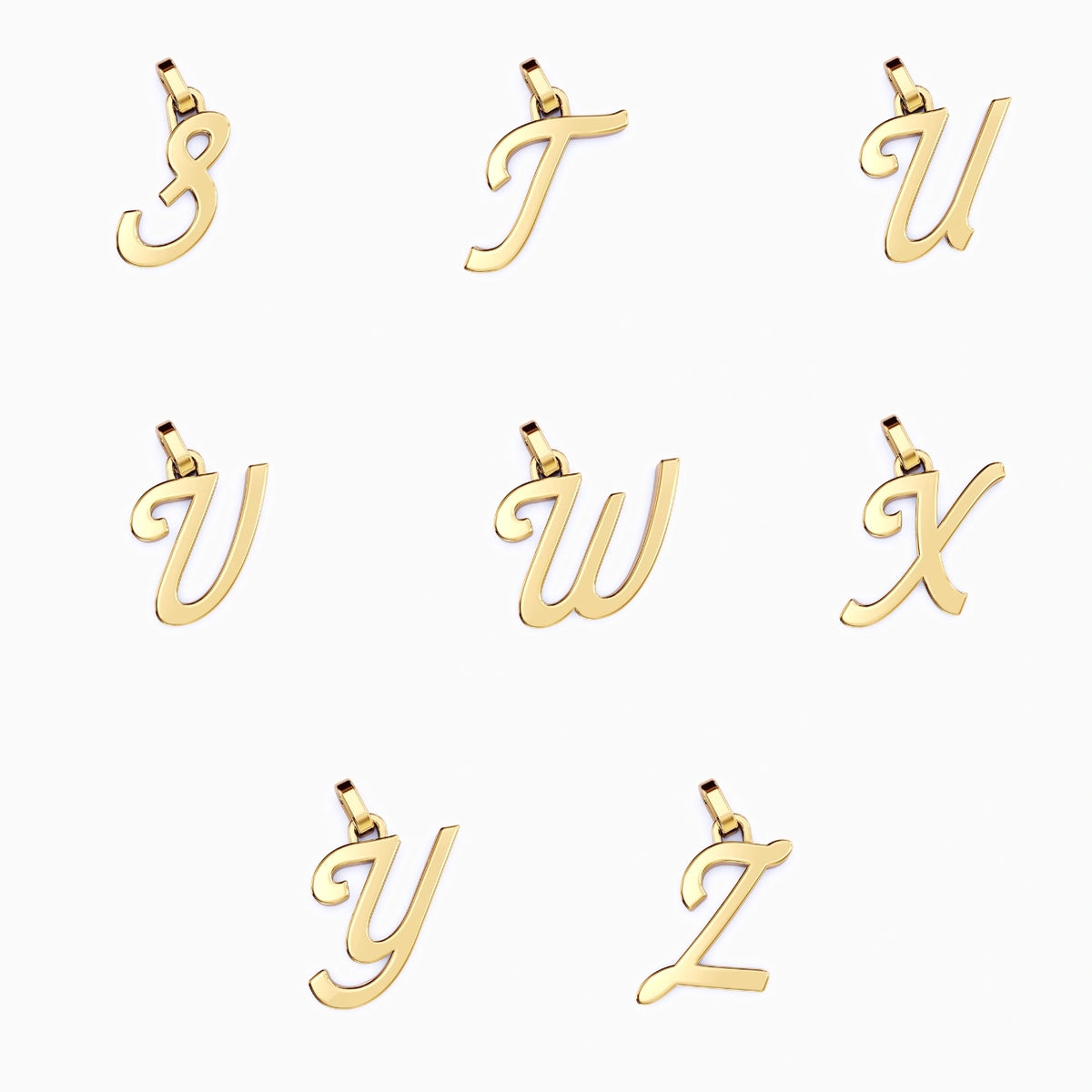 solid gold letter necklace in yellow gold