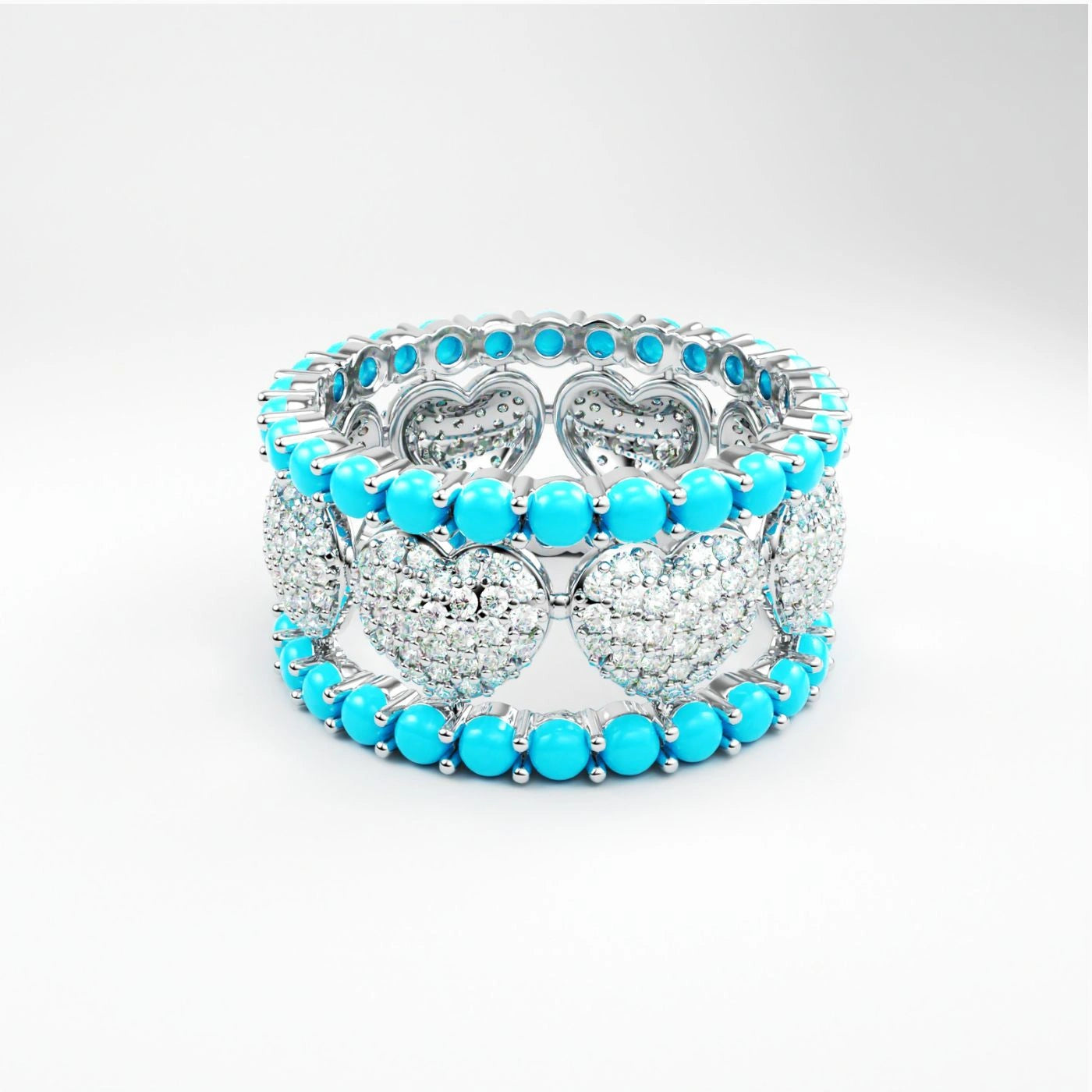 turquoise and diamond ring handmade in solid gold