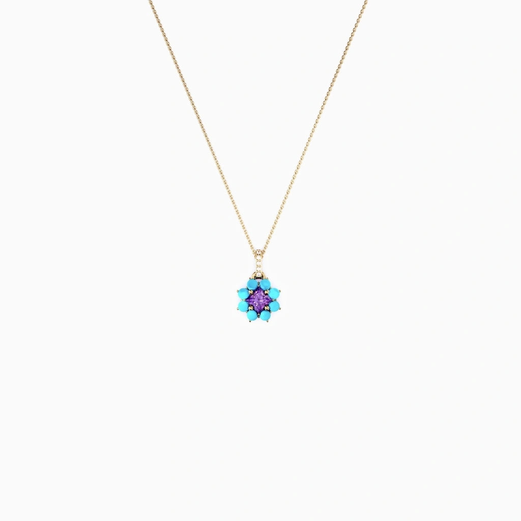 gold and turquoise flower pendant