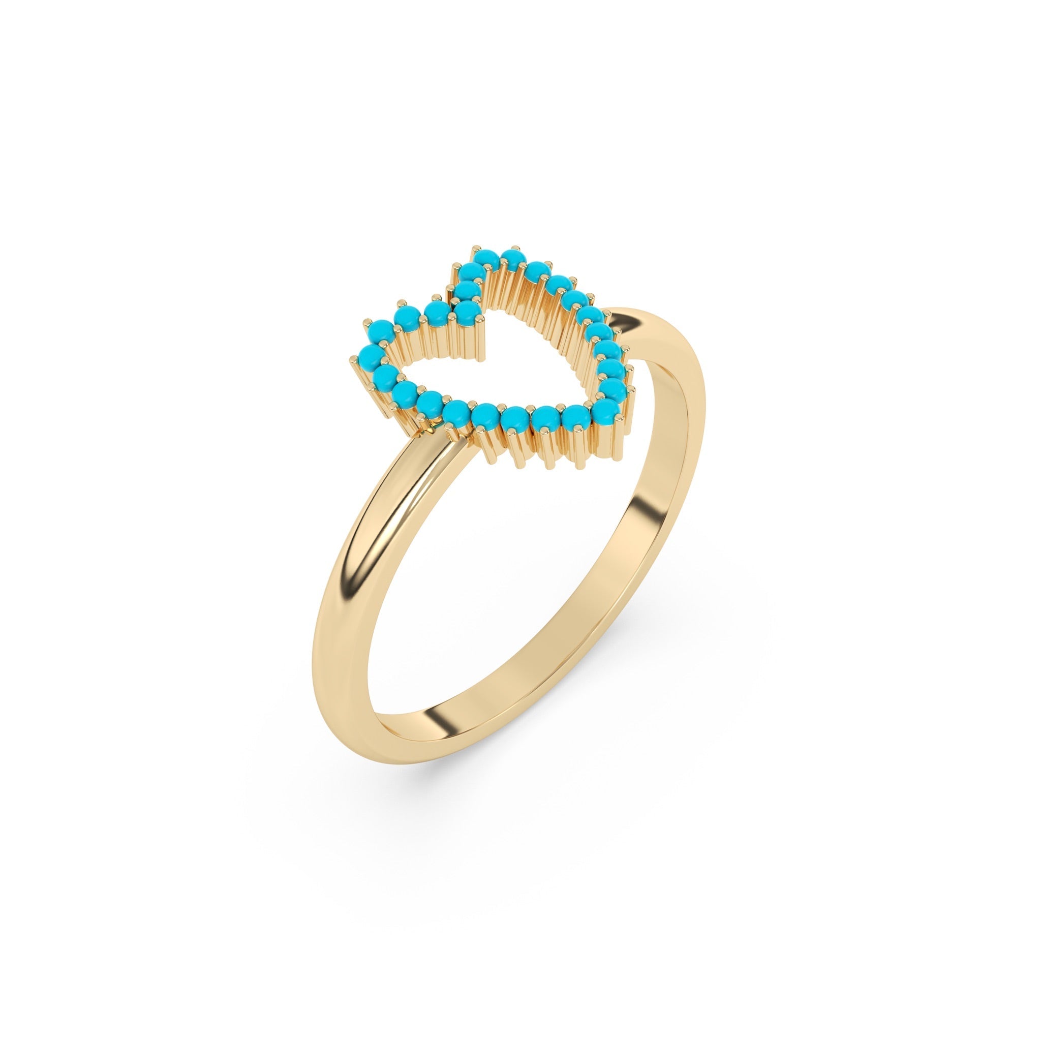 heart ring handmade with turquoise set in 14k solid gold