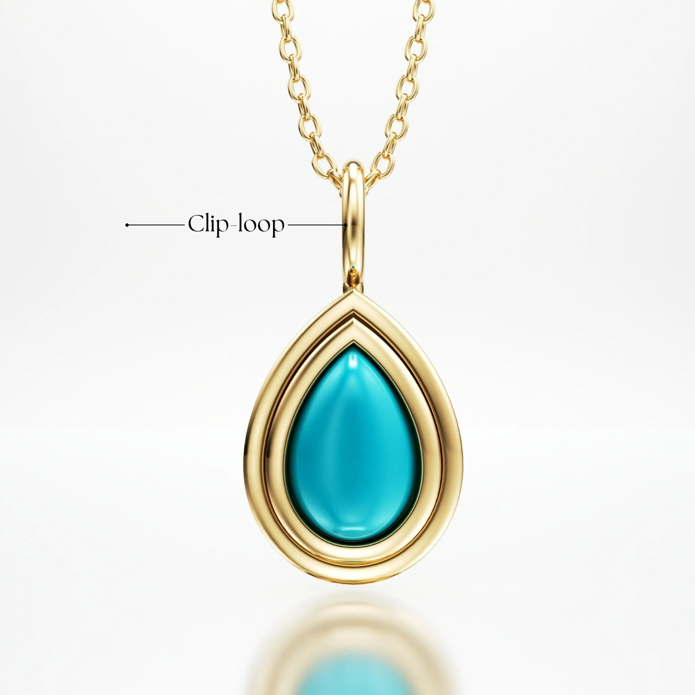 Turquoise Pendant Necklace with Clip Loop