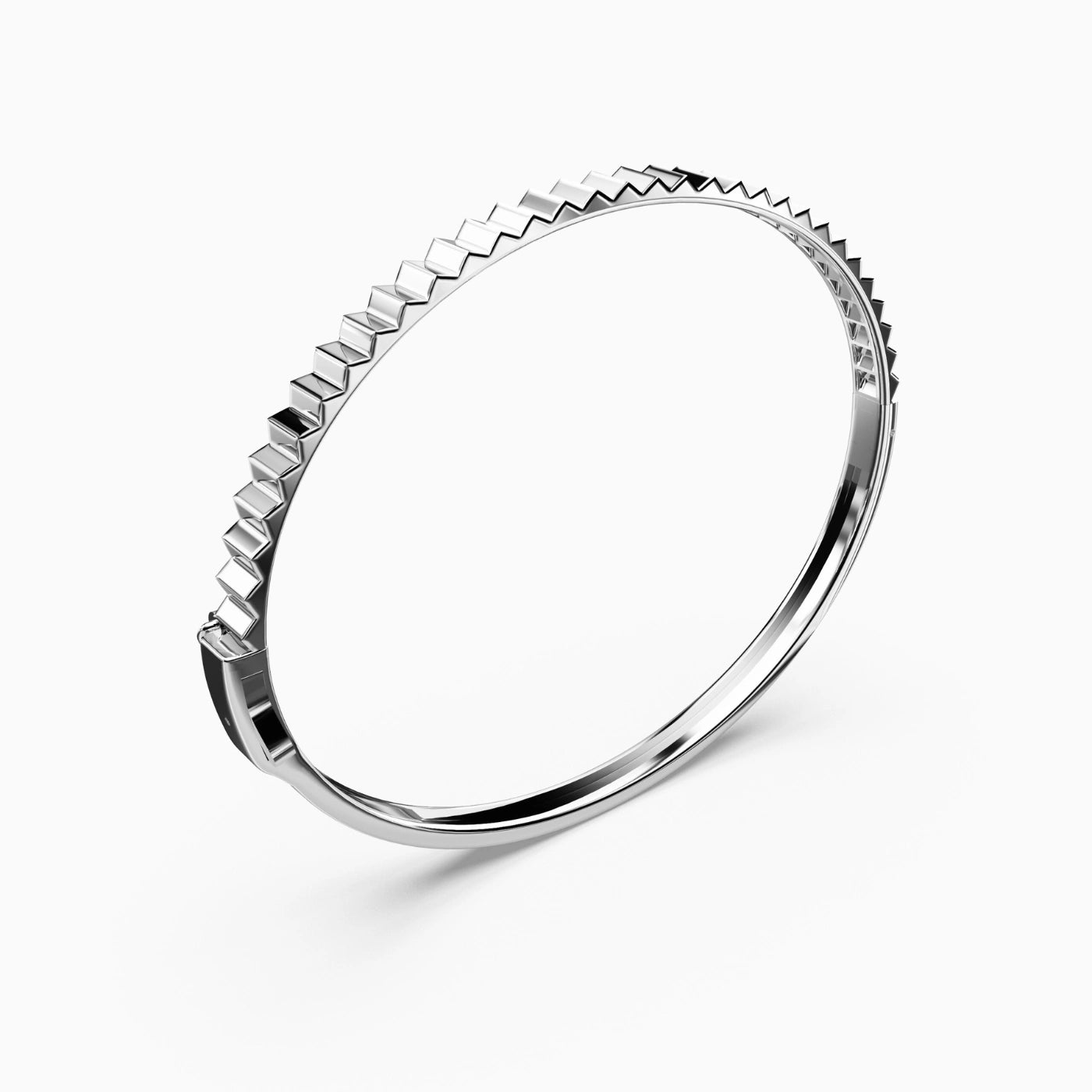 fluted gold bangle,white gold