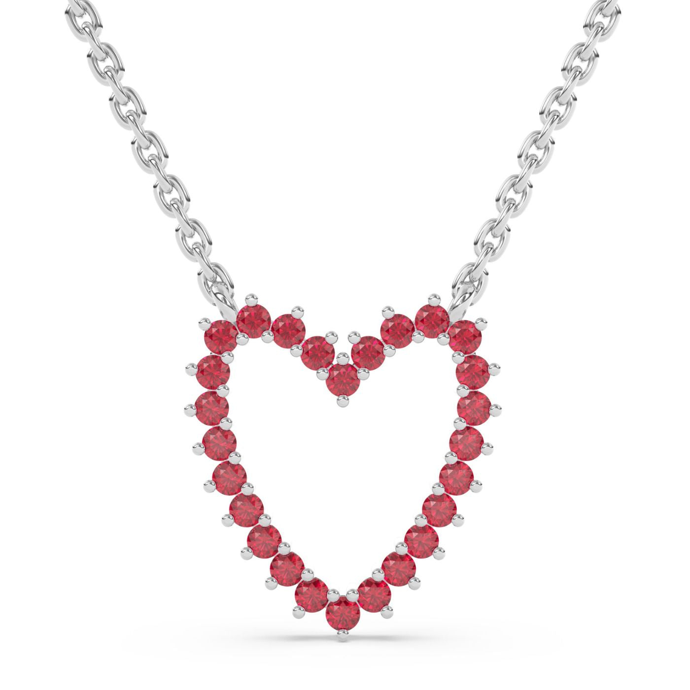 Ruby Open Heart Necklace