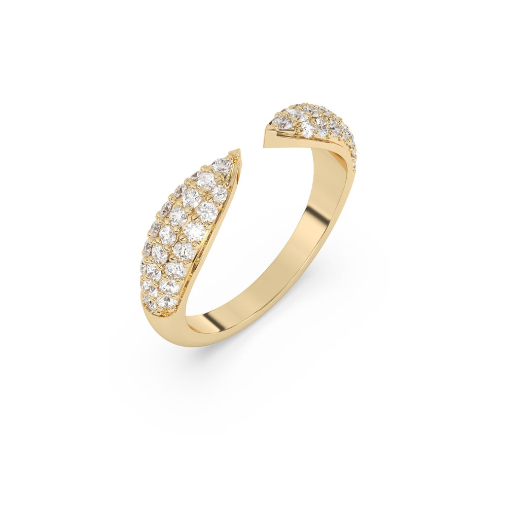 14k solid gold pave diamond claw ring