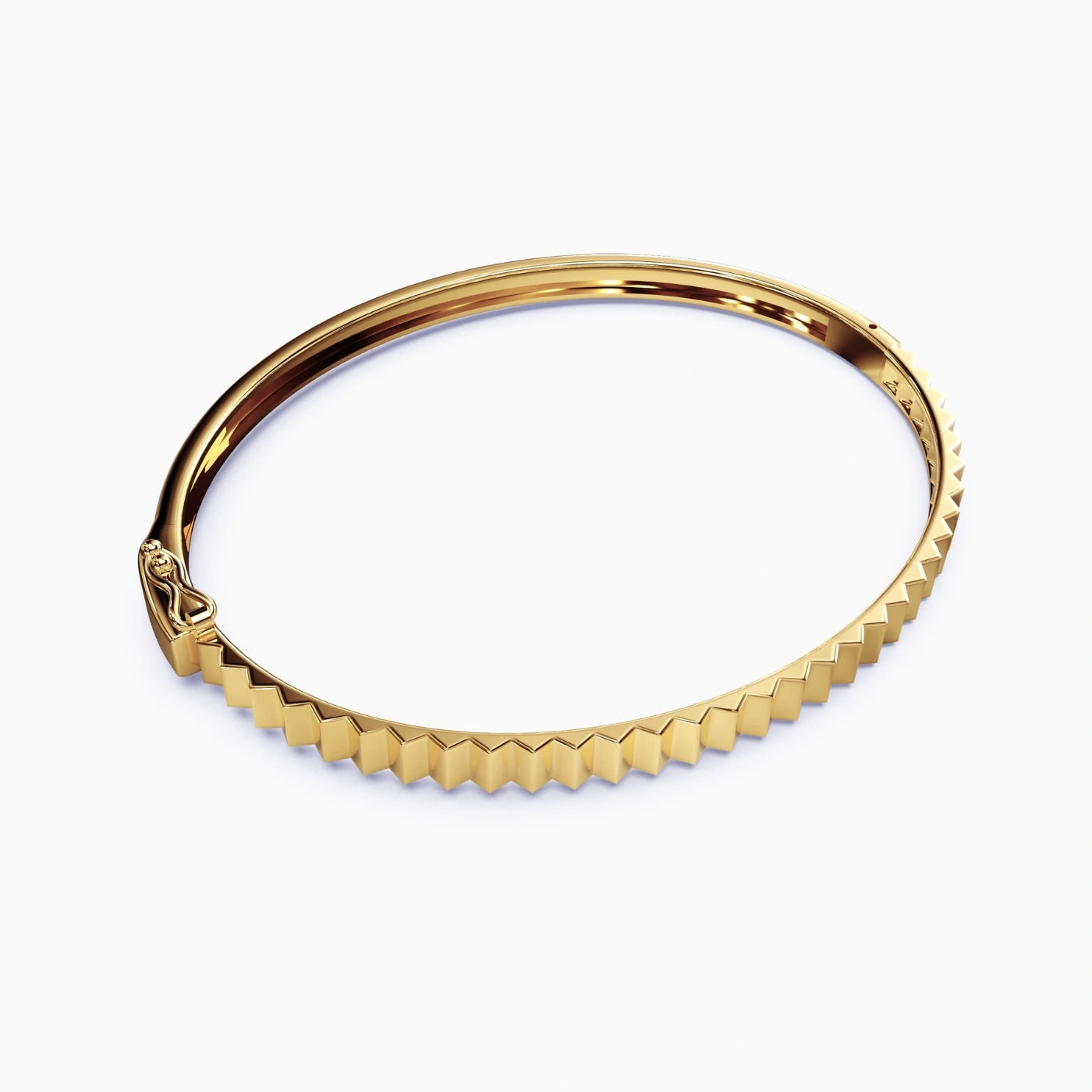 fluted gold bangle, yellow gold