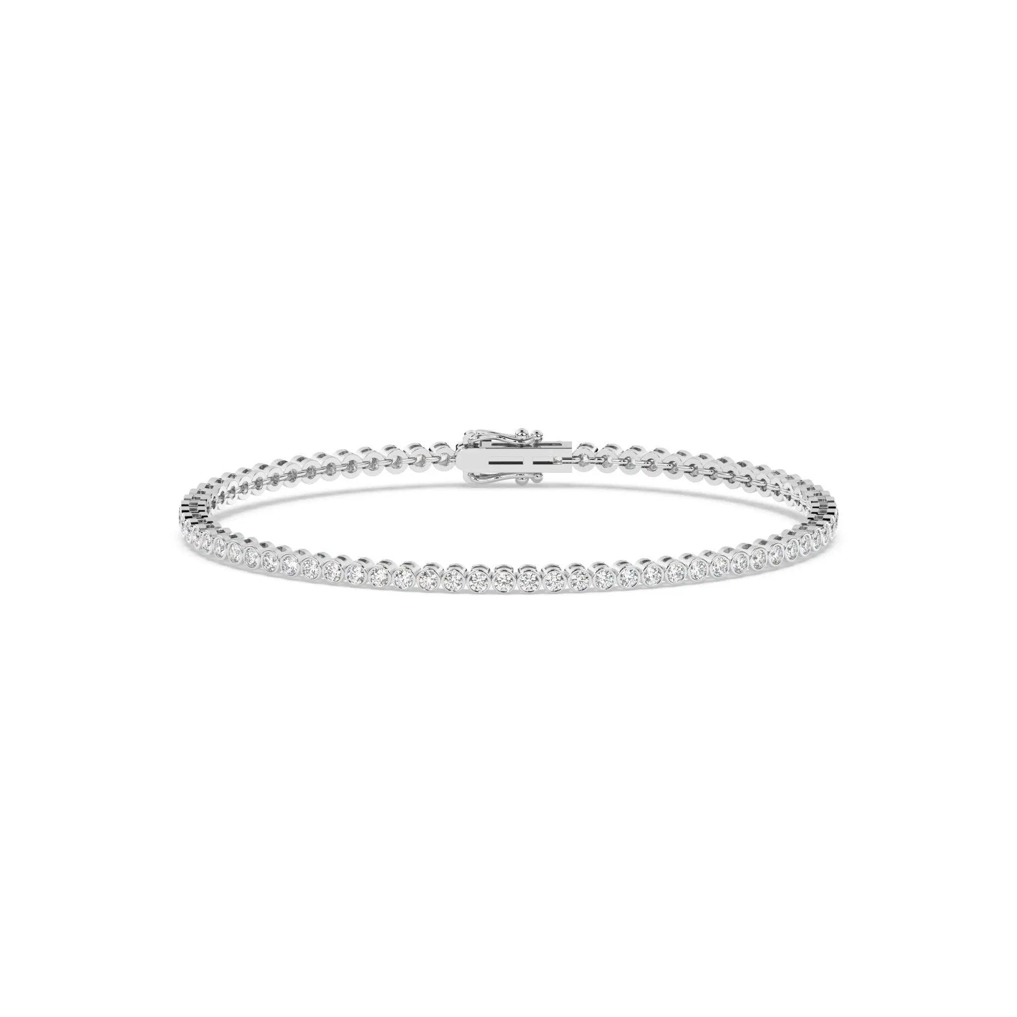 diamond bezel set tennis bracelet handmade in 18k solid gold