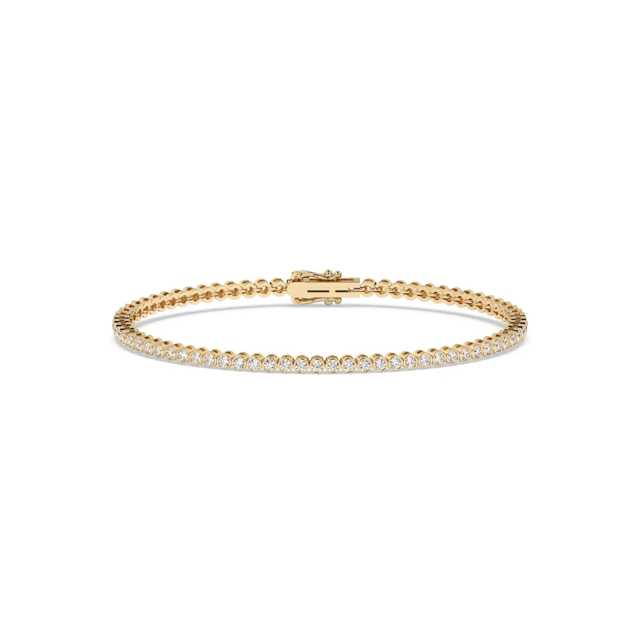 diamond bezel set tennis bracelet handmade in 18k solid gold