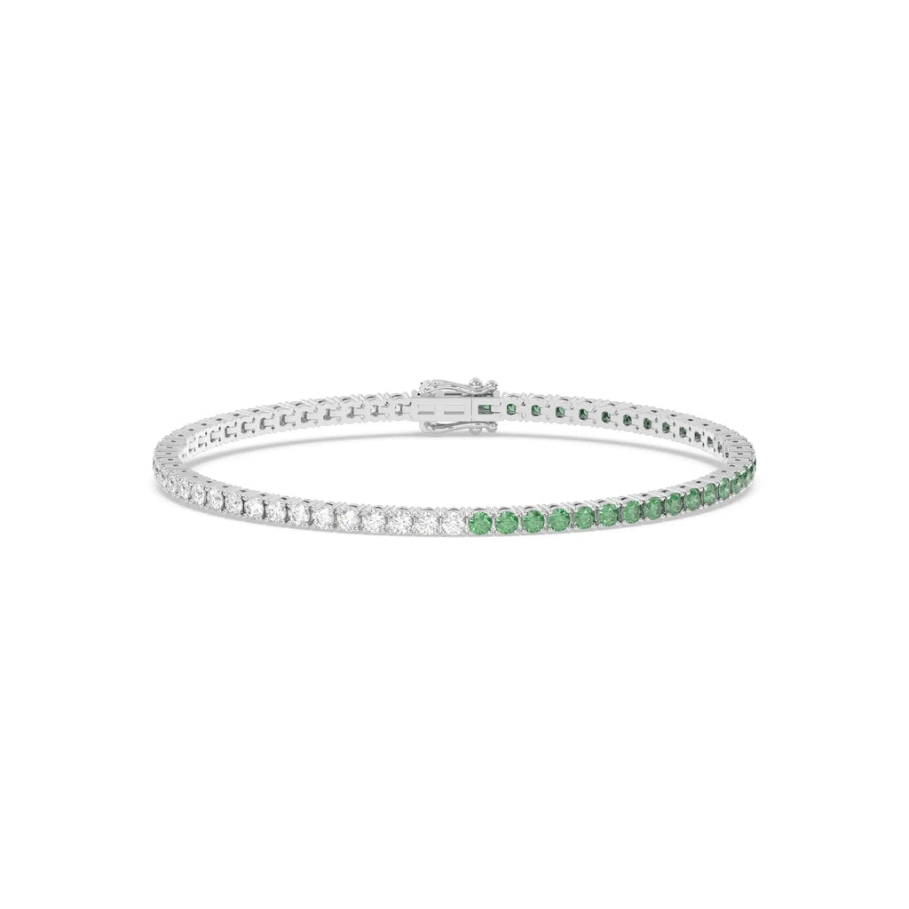 white and green topaz tennis bracelet handmade in 14k solid gold