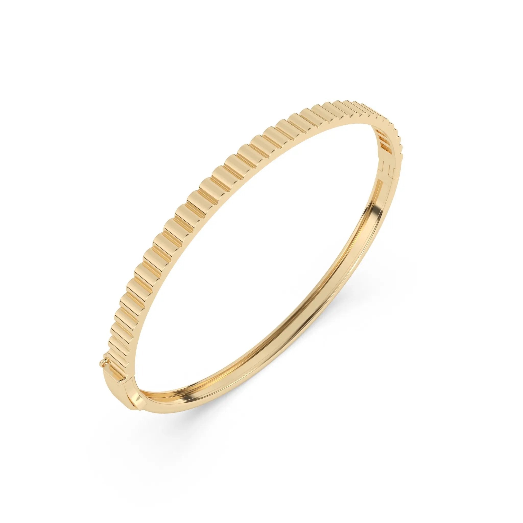 fluted bangle handmade in 14k solid gold