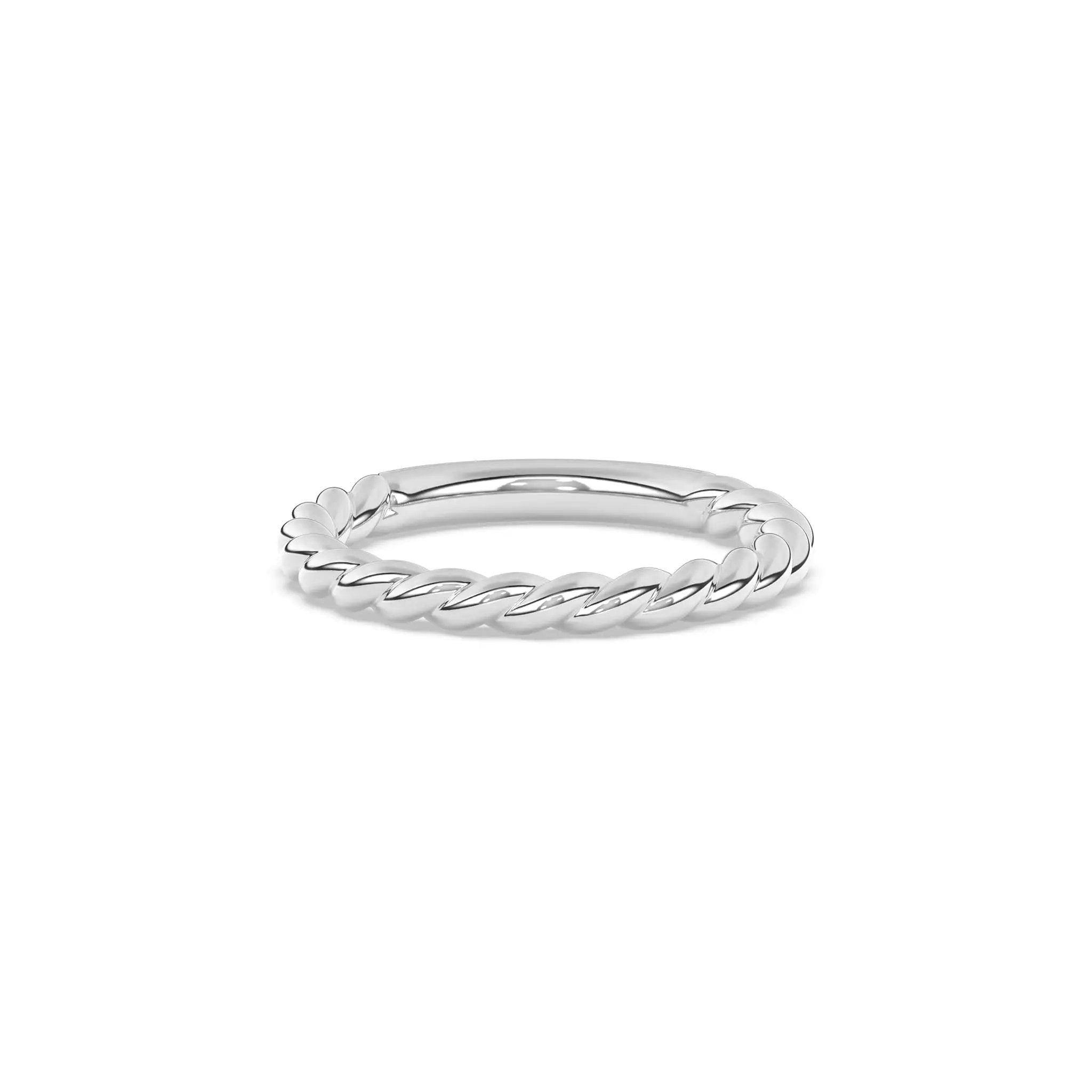 14k solid gold rope ring in white gold