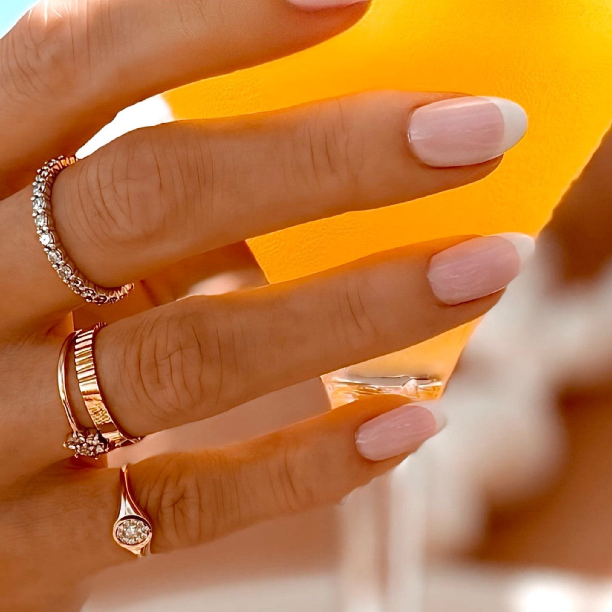 14k solid yellow gold diamond signet ring