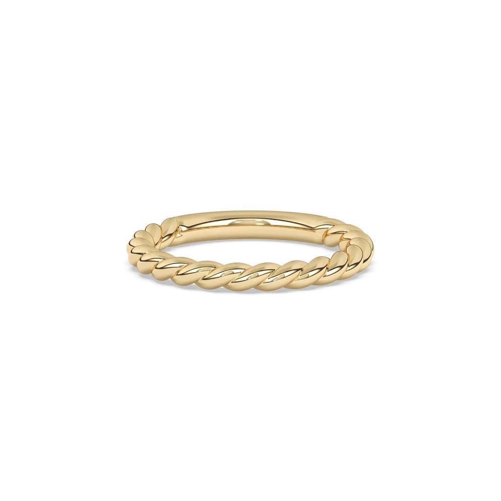 14k solid gold rope ring in yellow gold