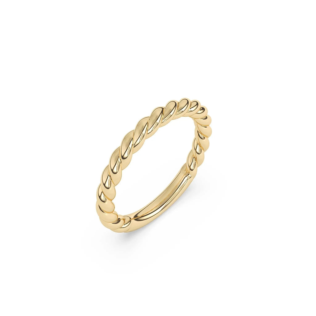 14k solid gold rope ring in yellow gold