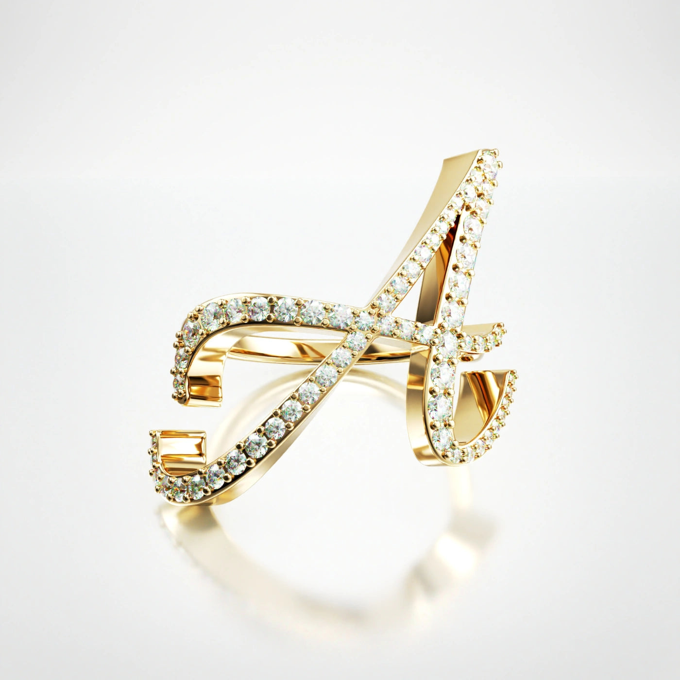 a letter ring diamond initial ring
