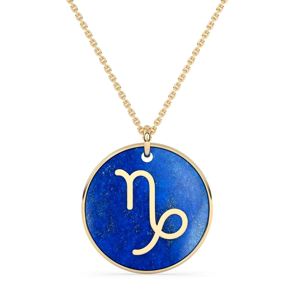 solid gold pendant zodiac necklace set in 14k solid gold
