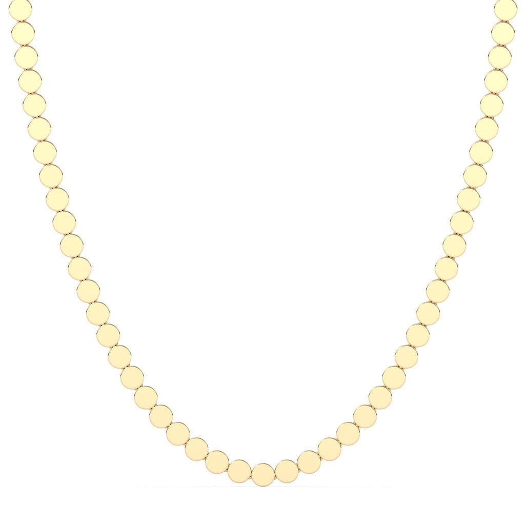 solid gold circle necklace handmade in 14k yellow gold