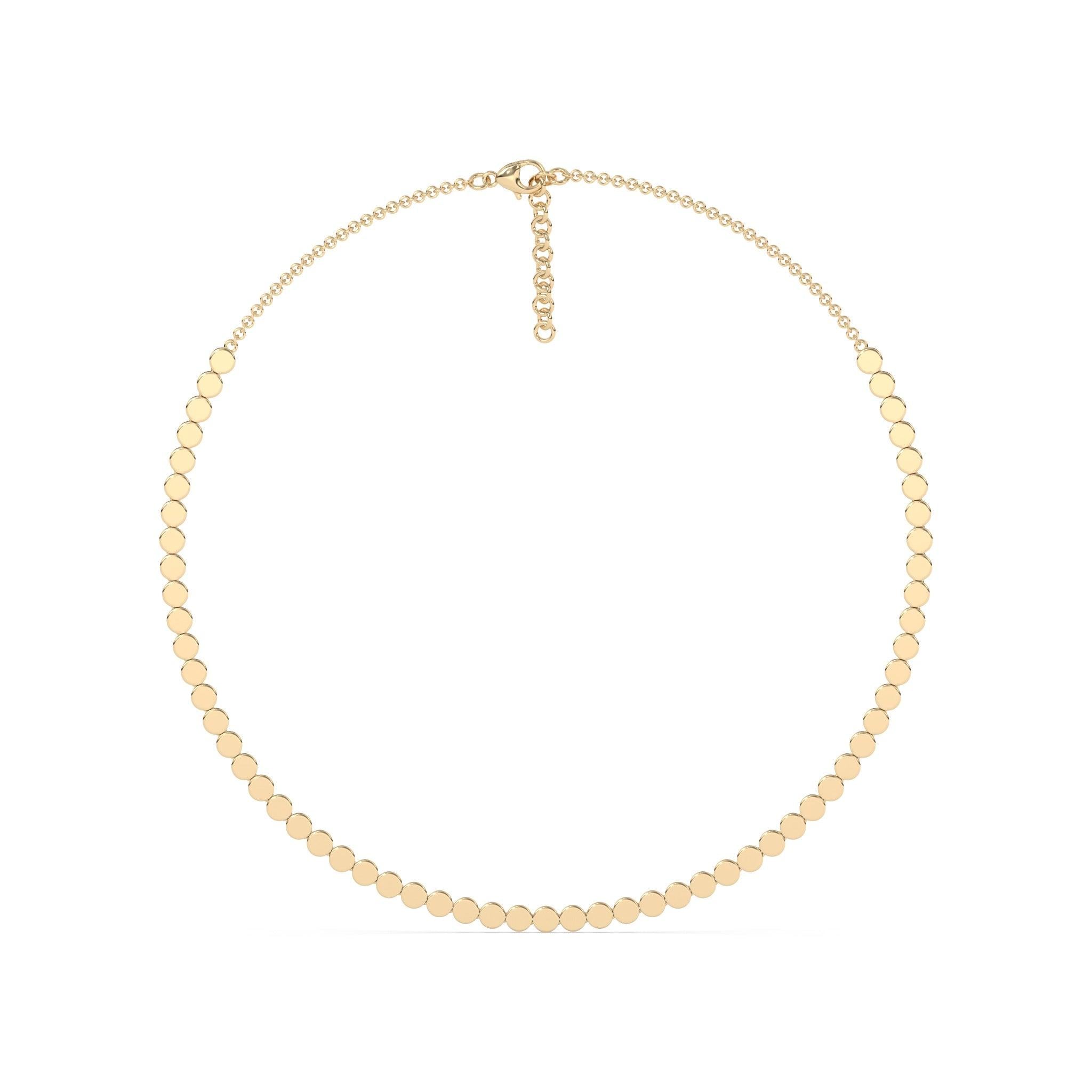 solid gold circle necklace handmade in 14k yellow gold