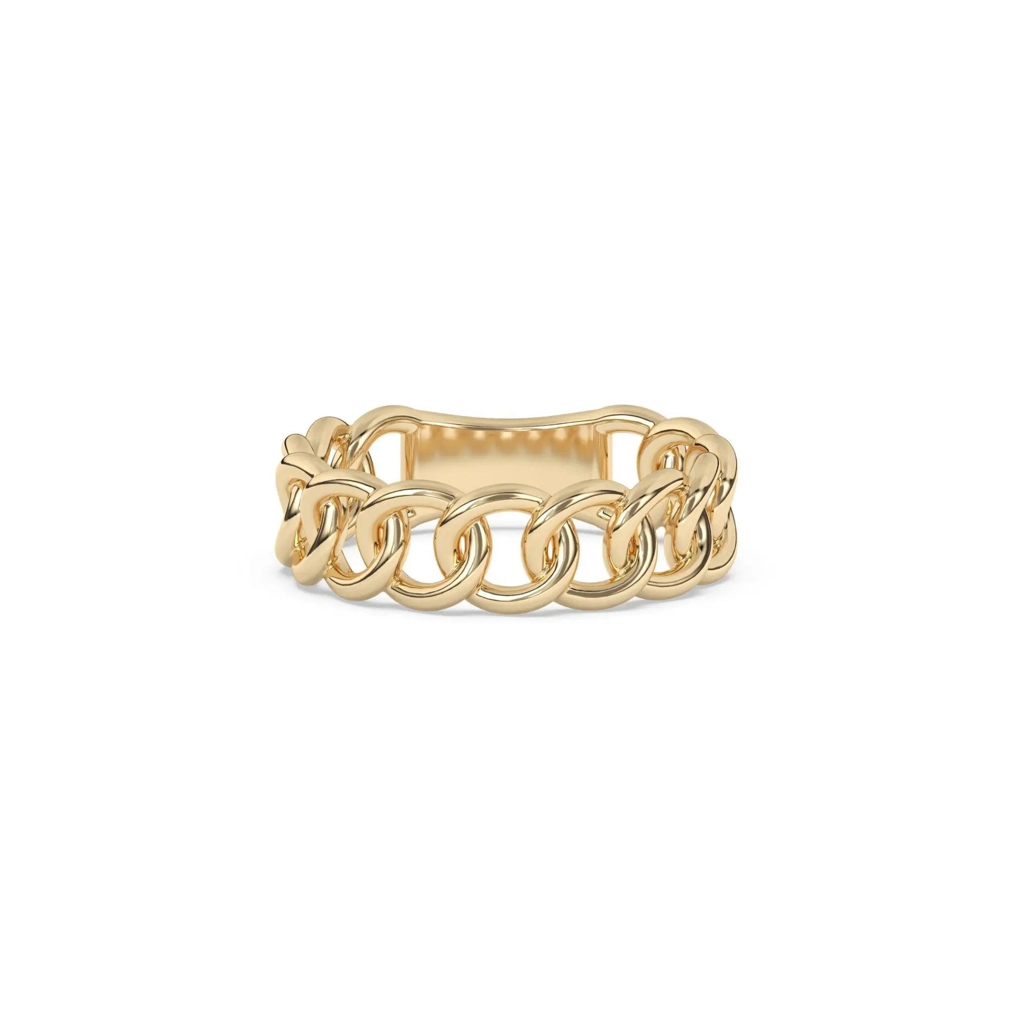 solid gold ring, cuban link ring, or chain ring, designed and handmade in 14k solid gold