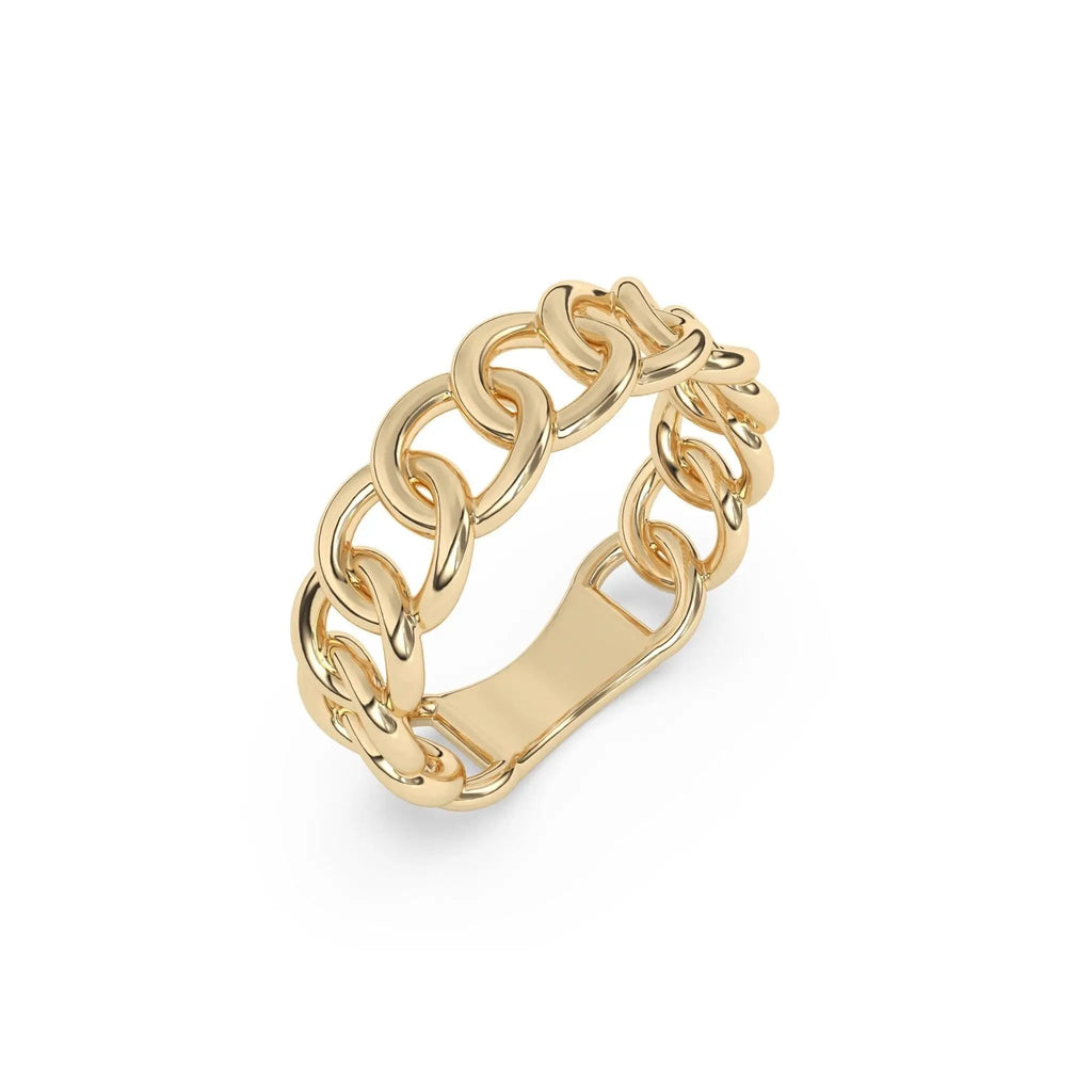 solid gold ring, cuban link ring, or chain ring, designed and handmade in 14k solid gold