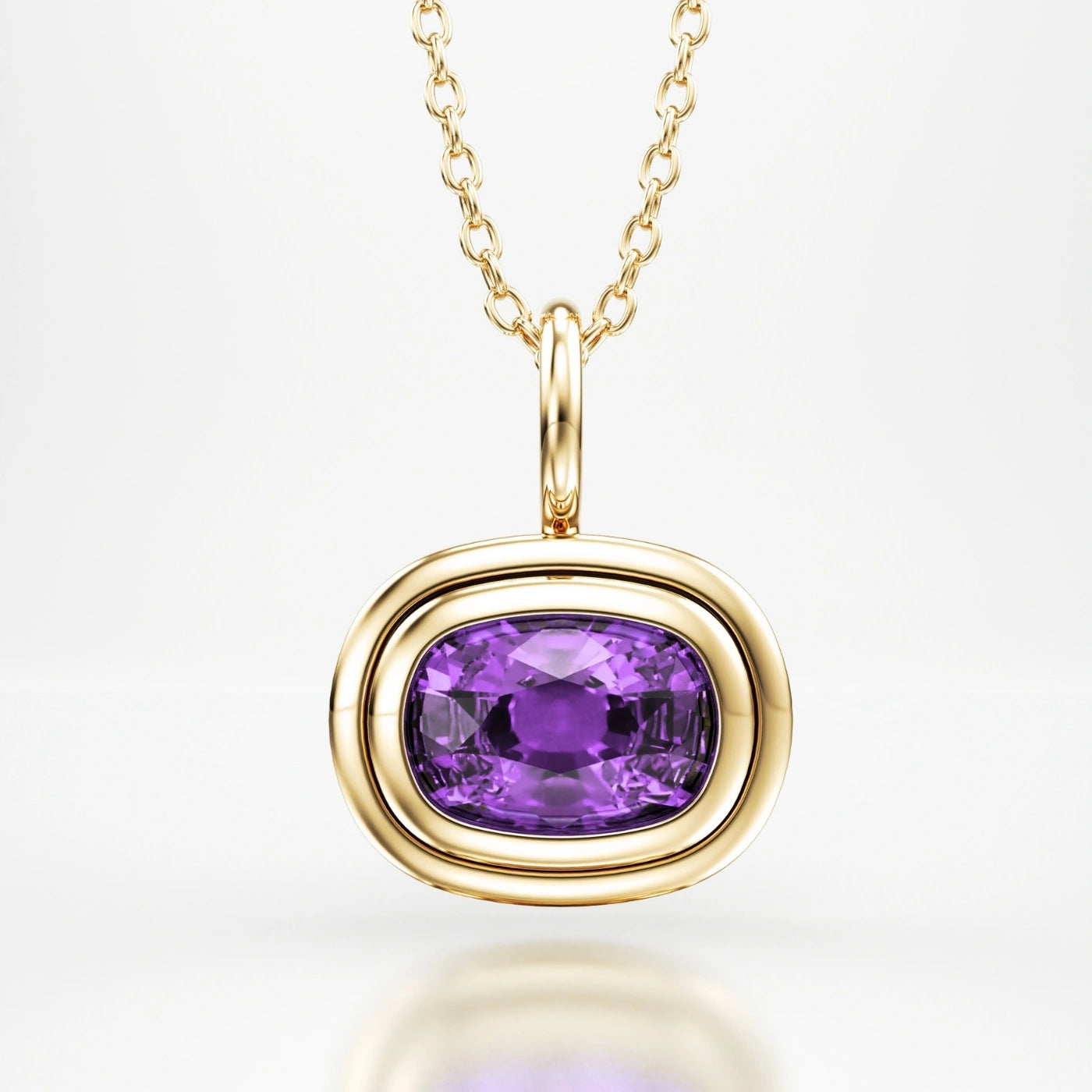 cushion cut gemstone pendant amethyst