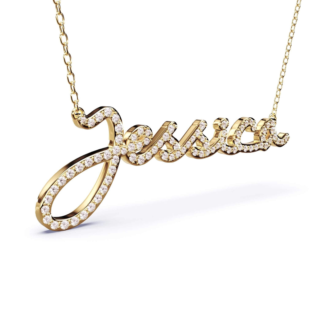 Custom Made Necklace with Name in diamonds argent asher