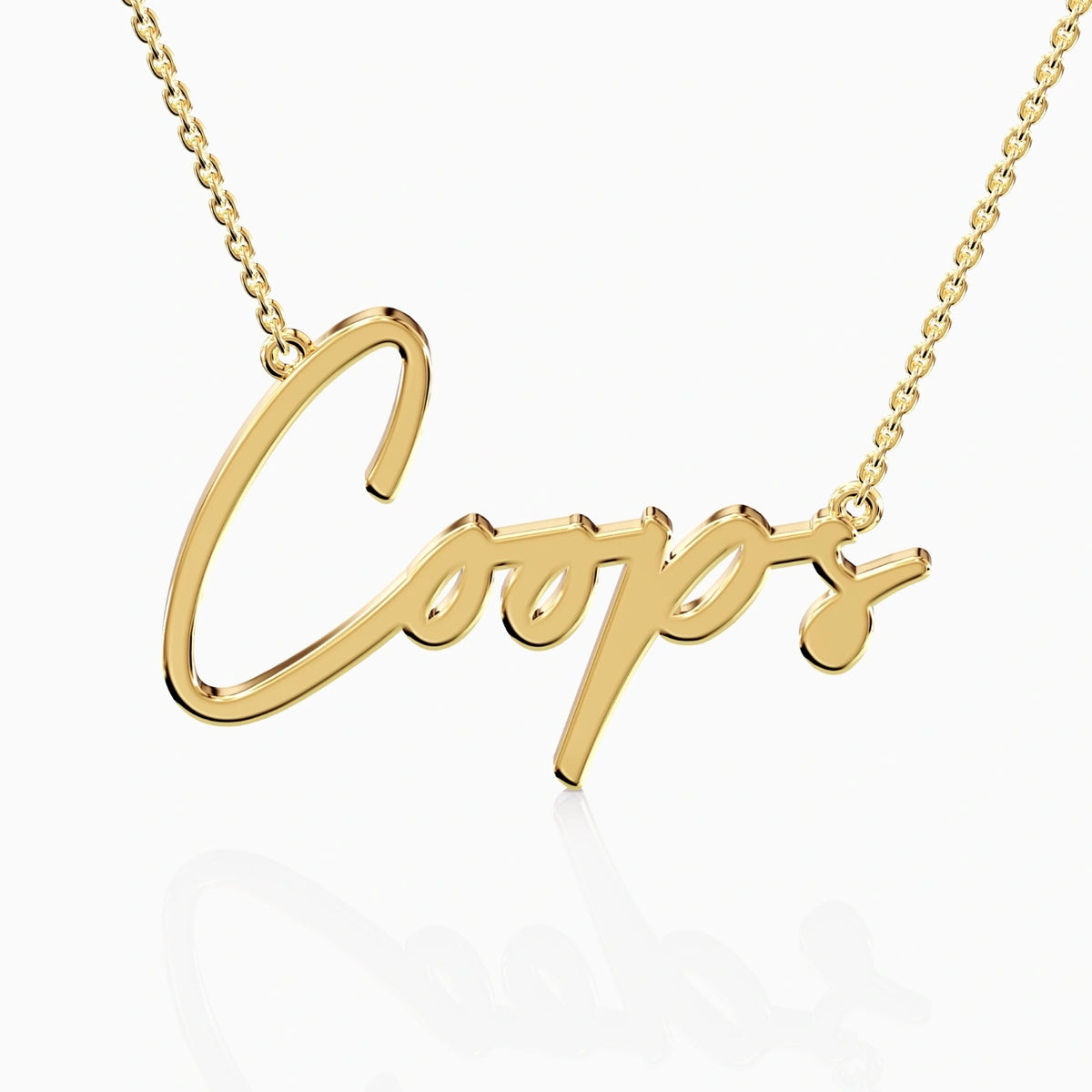 signature gold name necklace personalised in solid gold