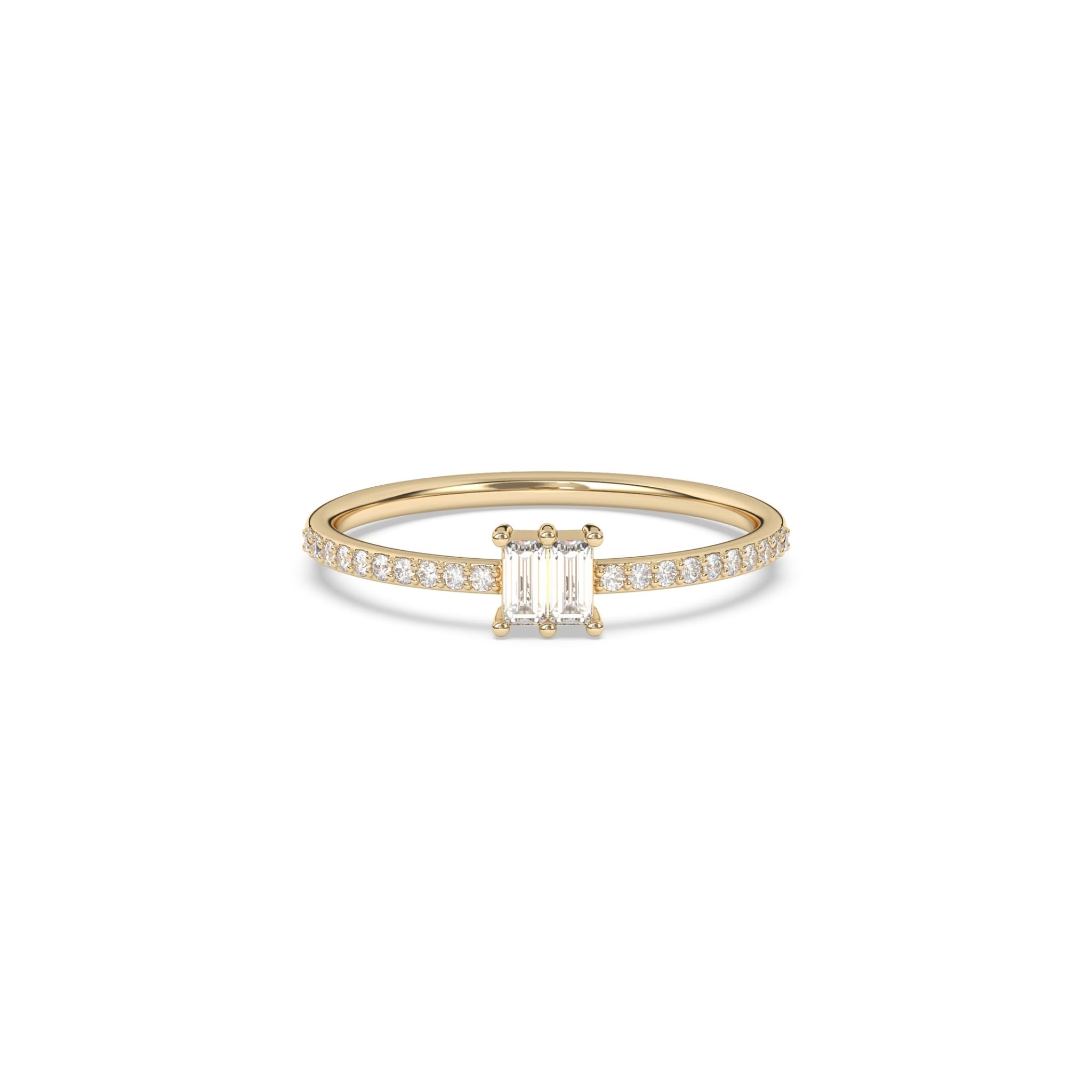 diamond baguette ring handmade in 14k solid gold