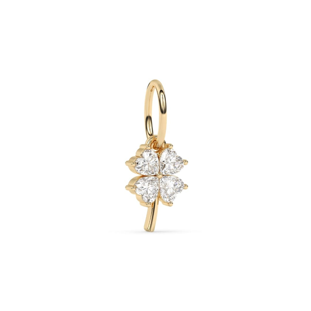 diamond four leaf clover necklace charm set in 14k solid gold