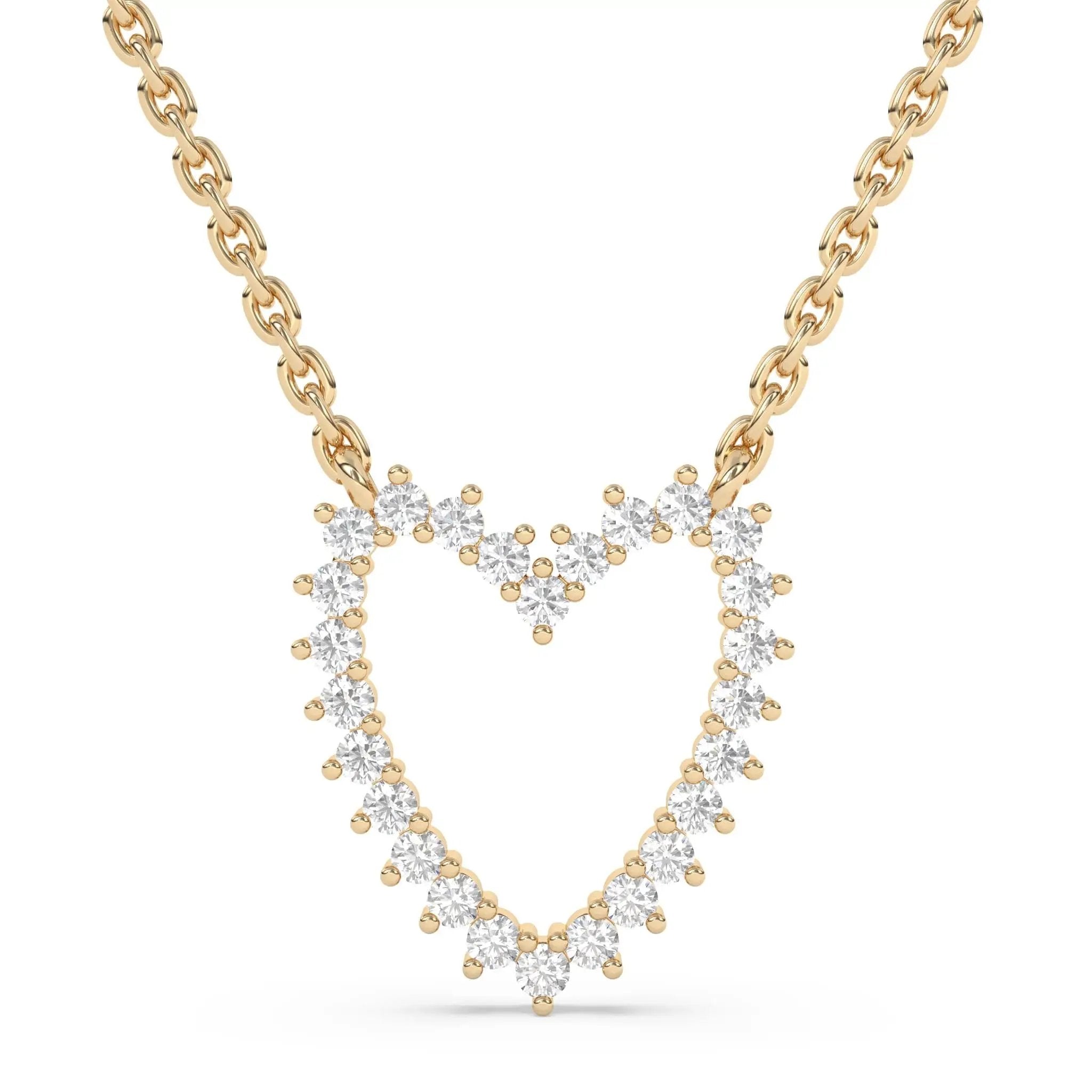 heart necklace handmade with diamonds set in 14k solid gold