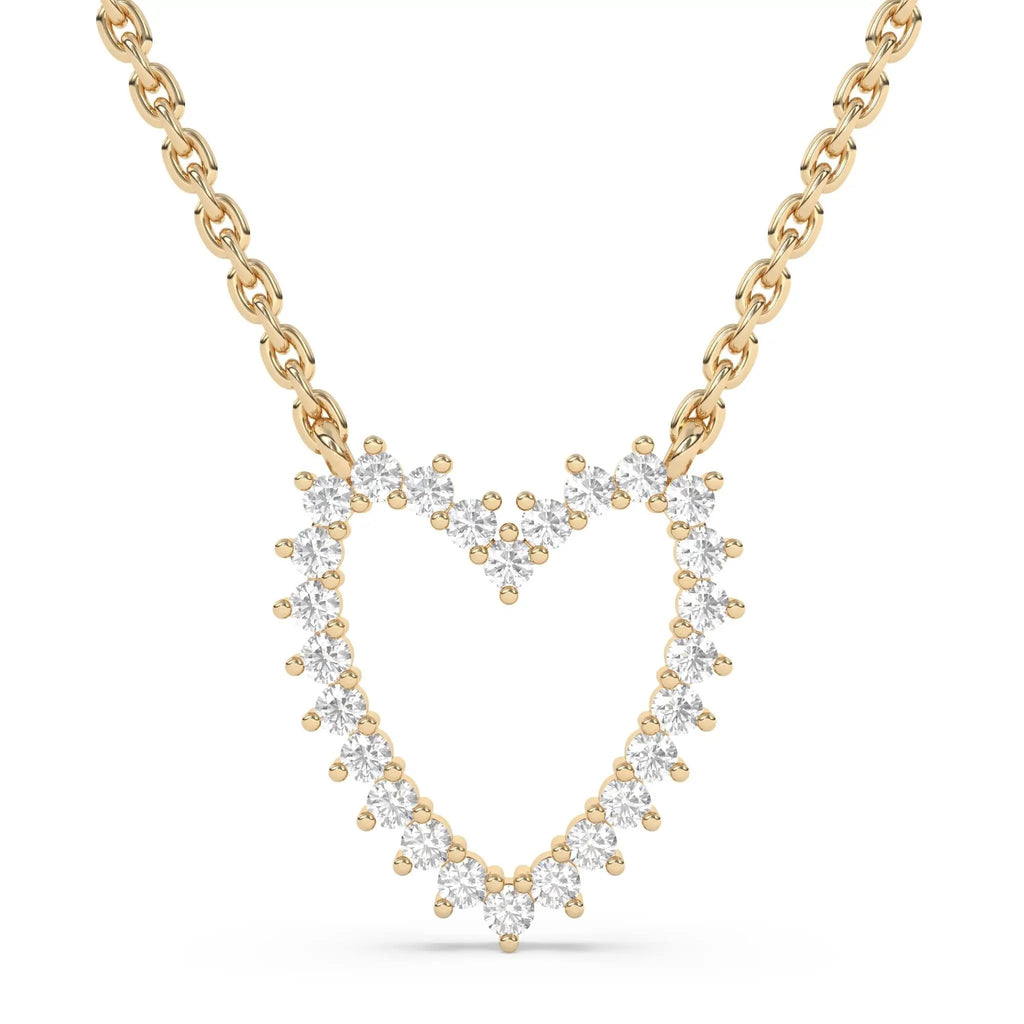 heart necklace handmade with diamonds set in 14k solid gold