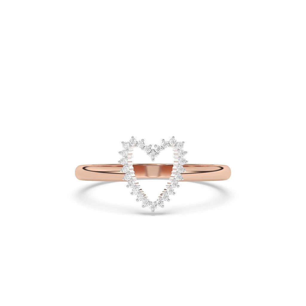 heart ring handmade with diamonds set in 14k solid gold