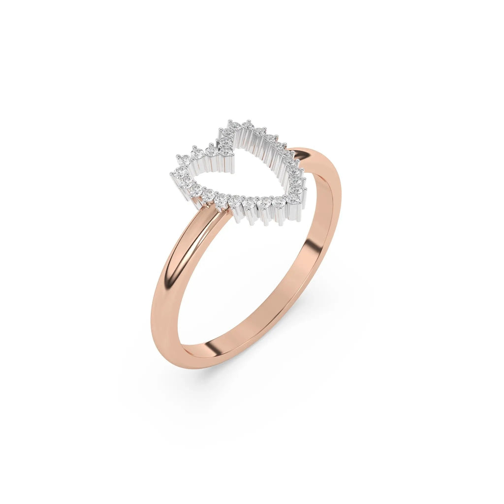 heart ring handmade with diamonds set in 14k solid gold