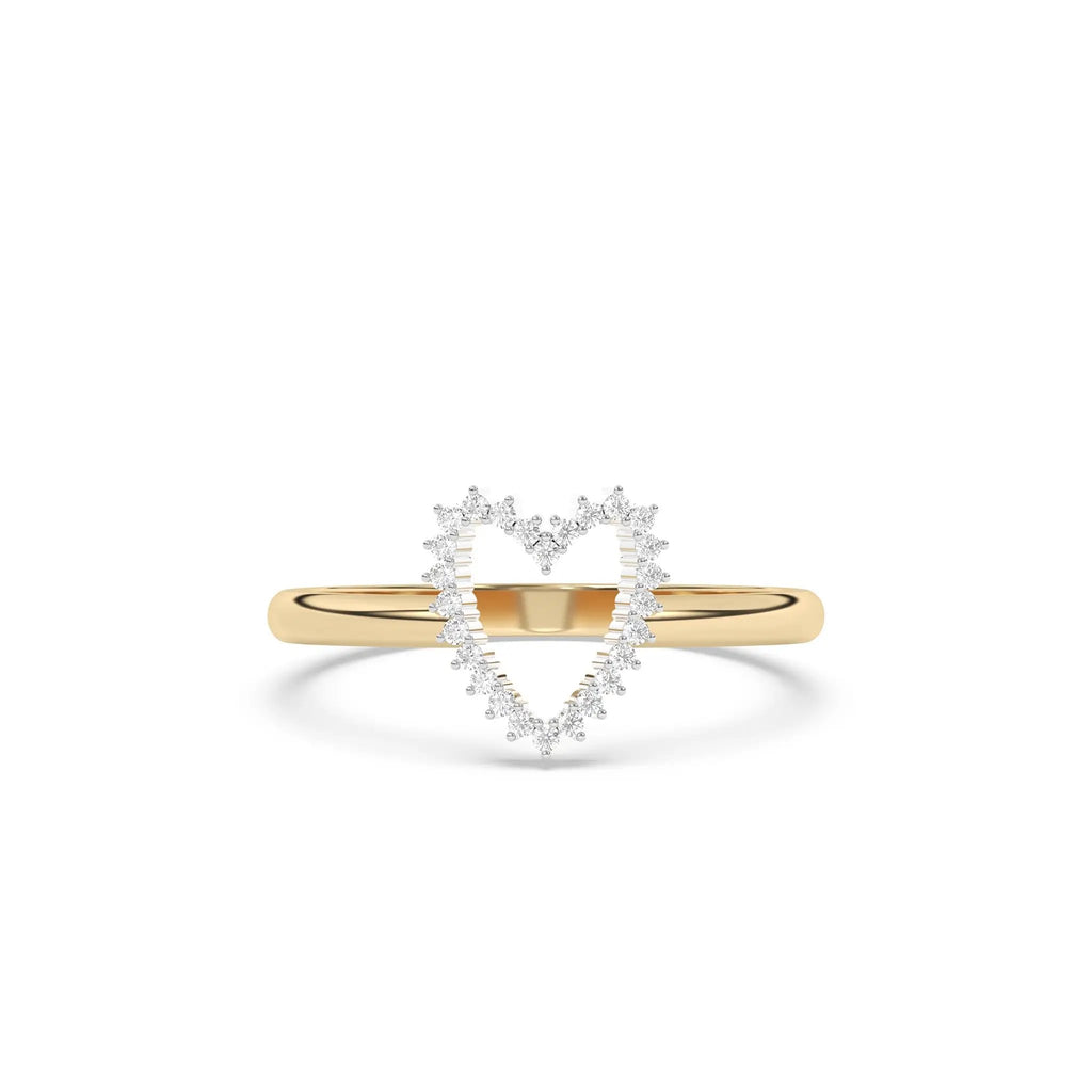 heart ring handmade with diamonds set in 14k solid gold