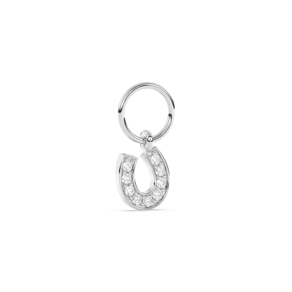 diamond horseshoe earring charm in 14k solid gold
