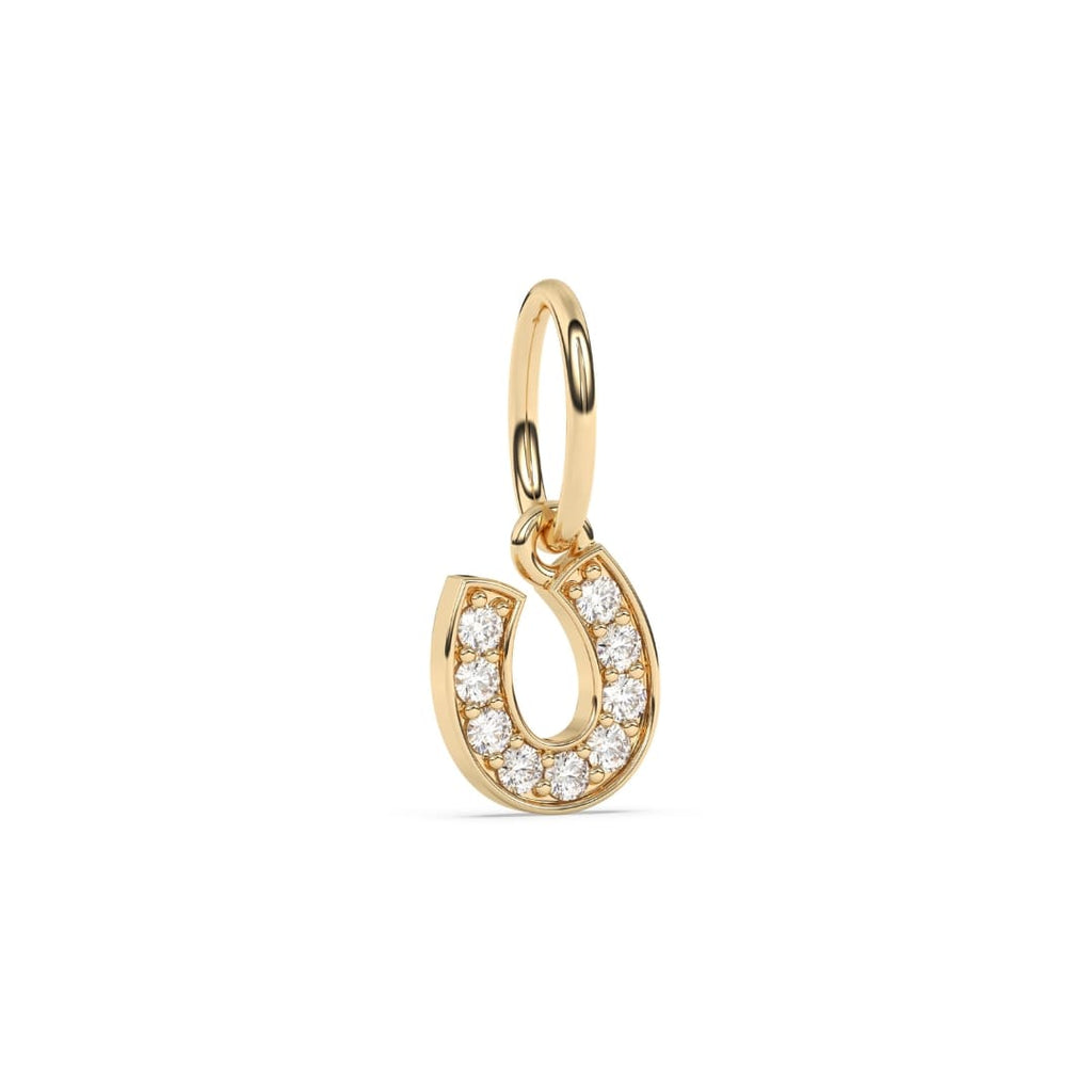 diamond horseshoe earring charm set in 14k solid gold