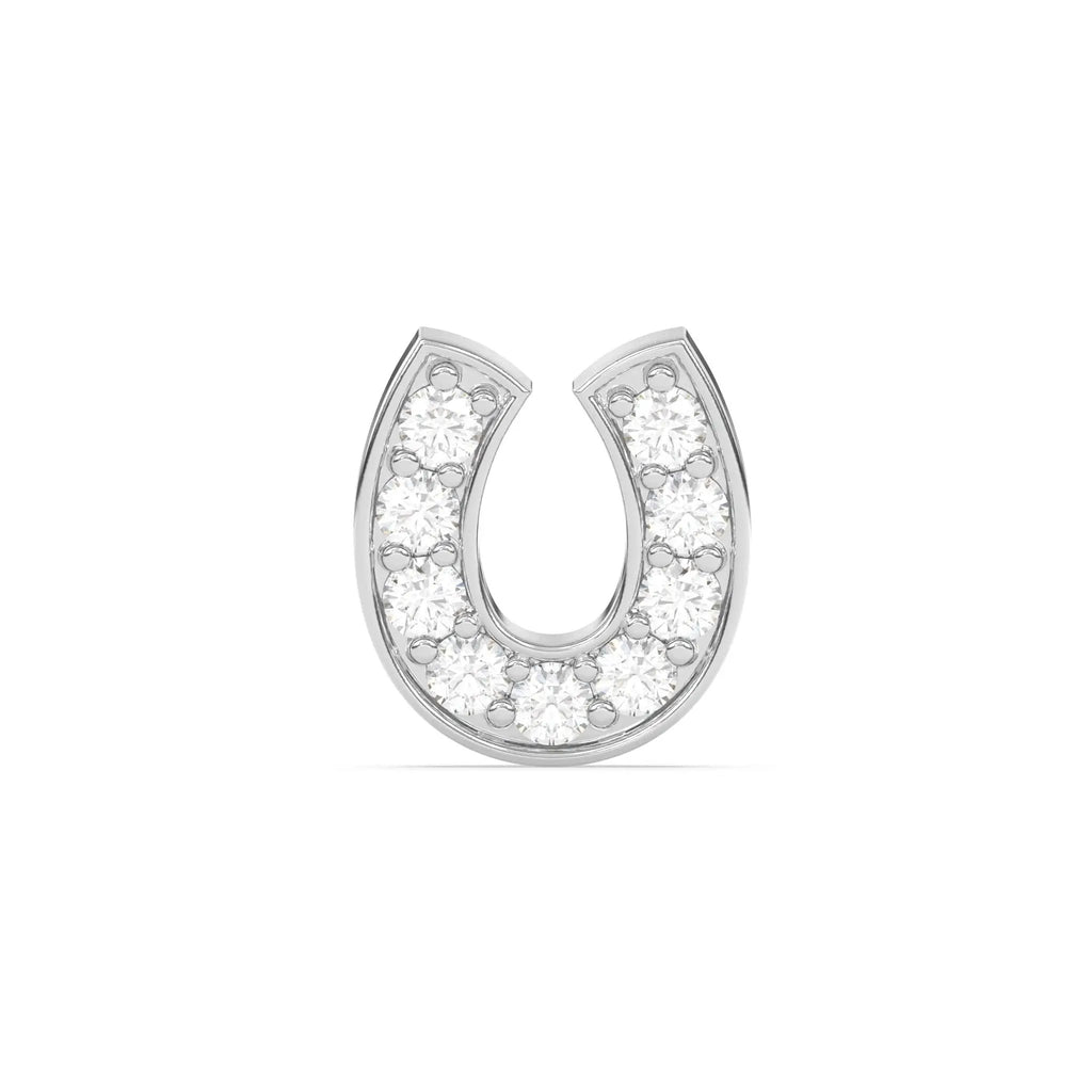 lucky horseshoe earring handmade with diamonds set in 14k solid gold