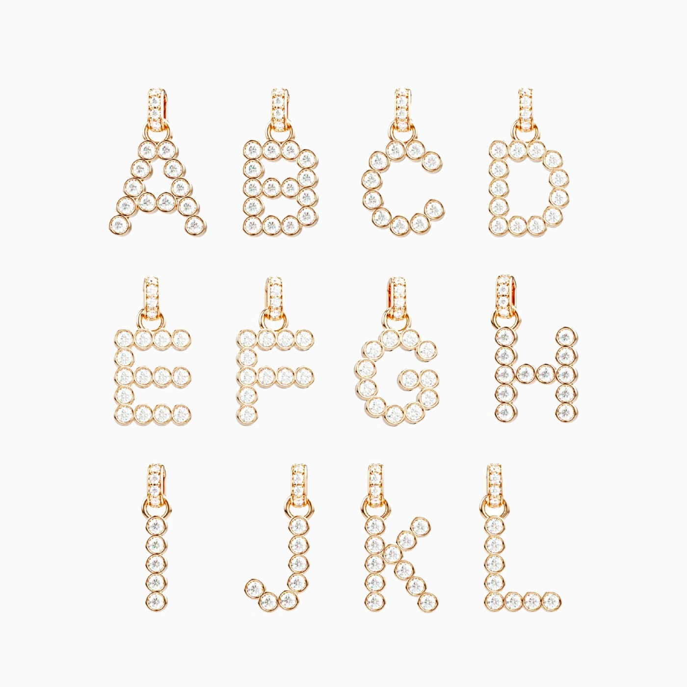 diamond initial pendant alphabet in white gold with diamond bail