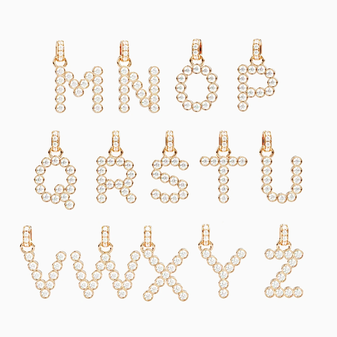 diamond initial pendant alphabet in rose gold with diamond bail