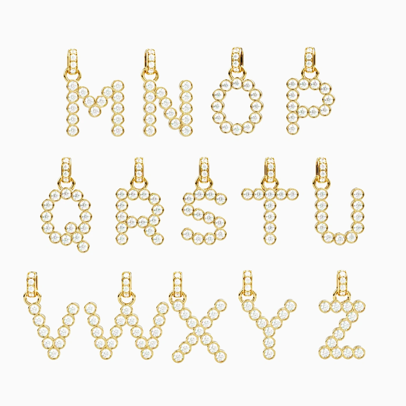 diamond initial pendant alphabet in yellow gold with diamond bail