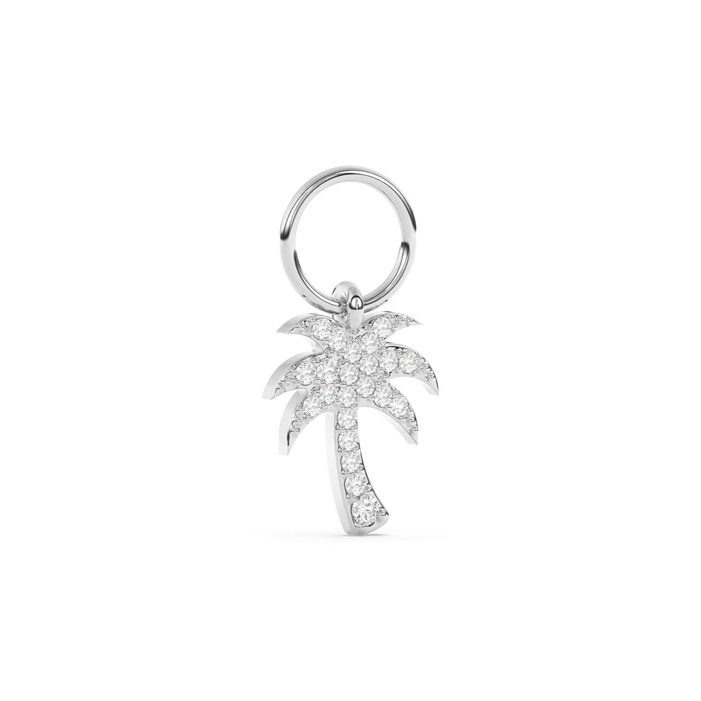 diamond palm tree earring charm set in 14k solid gold