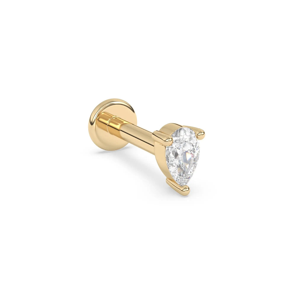 diamond stud earring handmade with and set in 14k solid gold