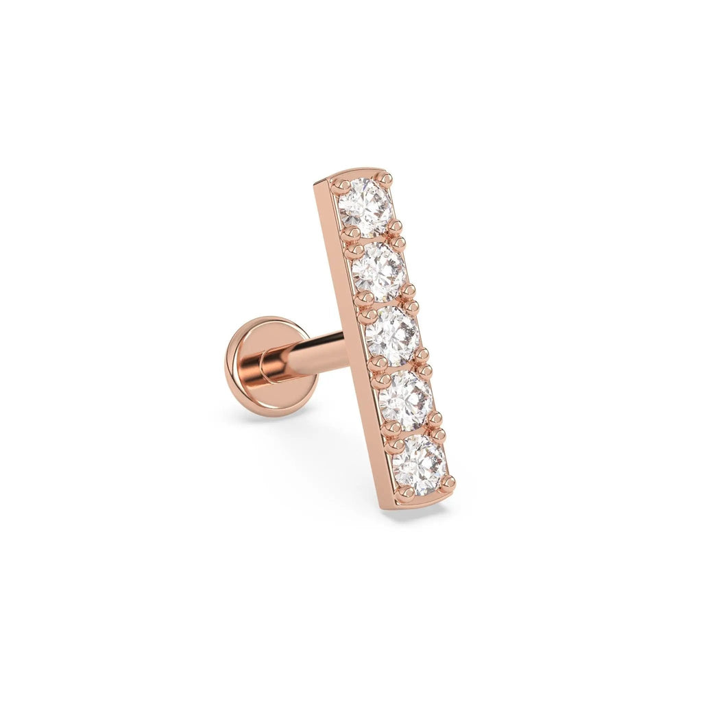 diamond ear bar handmade with diamonds set in 14k solid gold